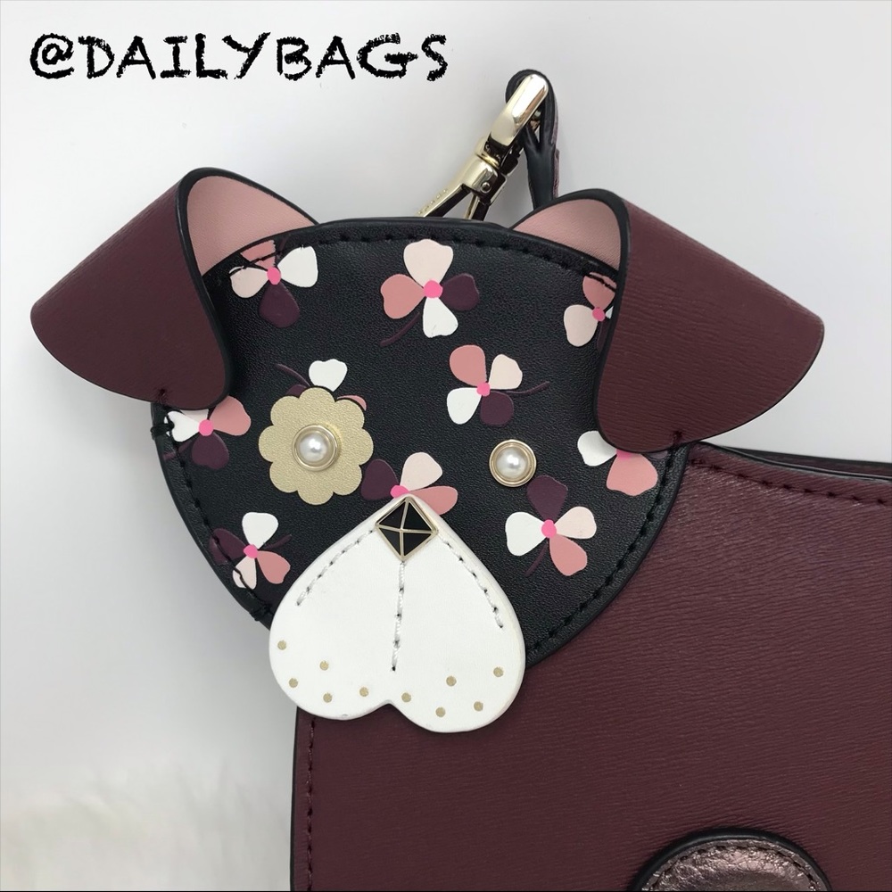 KATE SPADE DOG CROSSBODY PUP FLOWER BROWN WALLET - Picture 8 of 8